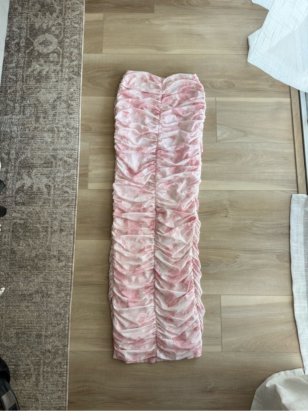 Pink Ruched Fitted skirt - Soft Blush Pattern
